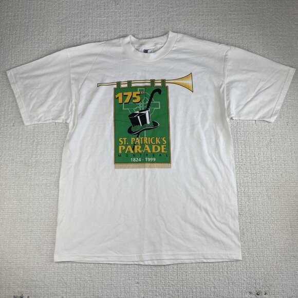 Vintage 1999 Montreal St-Patrick's Parade 175th Canada White Graphic T-Shirt XL - Picture 1 of 16